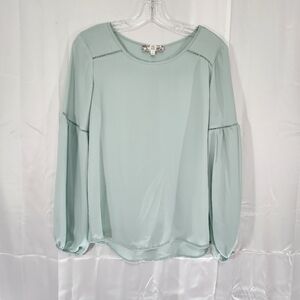 Pink Rose Size Small Green Relaxed Blouse